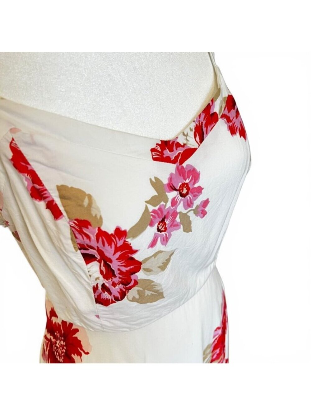Romantic Coquette Floral Sundress White Red Midi Cottagecore Summer M - Picture 5 of 14
